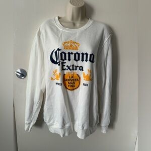Corona Extra White and Yellow Logo Sweatshirt size L